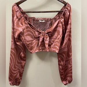Altar’d State Satin Crop Top in Brick/Coral Size Large
